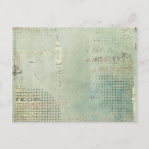 Carte Postale peinture bleue vintage journal STamped collage