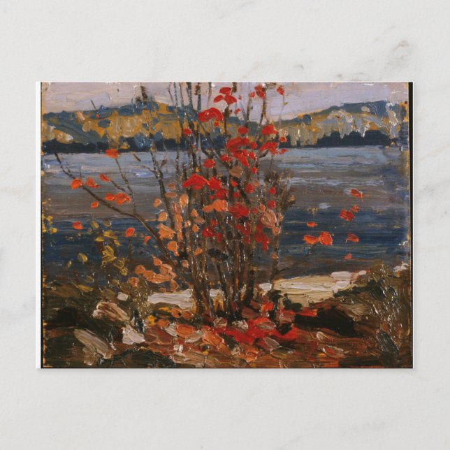Carte Postale Peinture canadienne - Lac et arbre rouge de Tom Th (Devant)