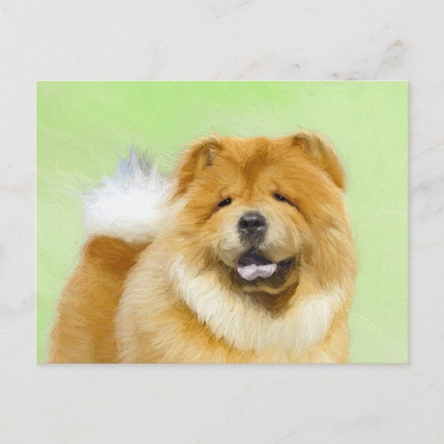 Carte Postale Peinture Chow Chow - Joli art original chien (Devant)