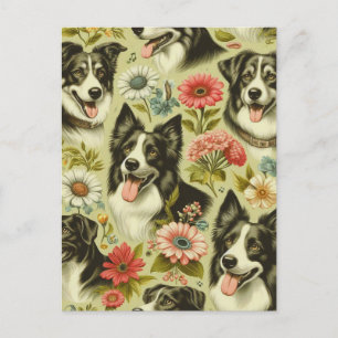 Carte Postale Peinture Collie vintage