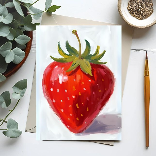 Carte Postale Peinture d'aquarelle aux fraises rouges (Créateur téléchargé)