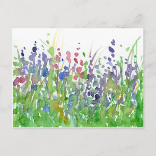 Carte Postale Peinture d'aquarelle rose violet Fleur sauvage