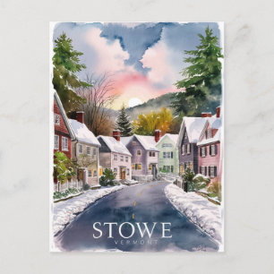 Carte Postale Peinture d'aquarelle Stowe Vermont