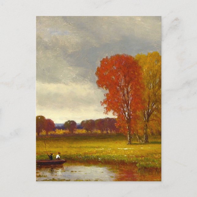 Carte Postale Peinture d'arbres en automne au bord de la rivière (Devant)