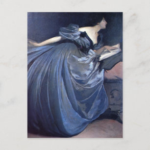 Carte Postale Peinture d'art Althea bleu femme mode