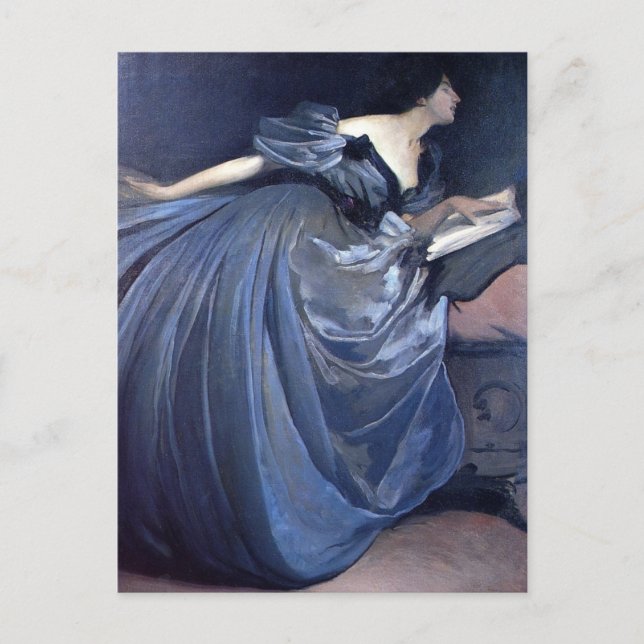 Carte Postale Peinture d'art Althea bleu femme mode (Devant)