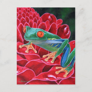 Carte Postale Peinture d'art animal de grenouille verte - Multi