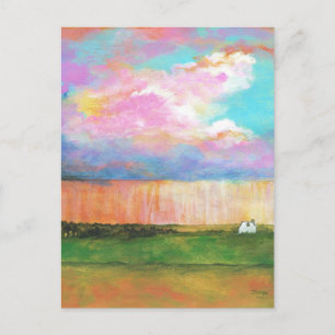 Carte Postale Peinture d'art paysager Rainstorm Minuscule ferme