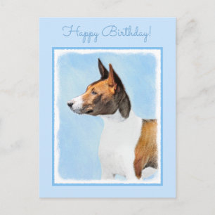 Carte Postale Peinture de Basenji - Art Original Mignon