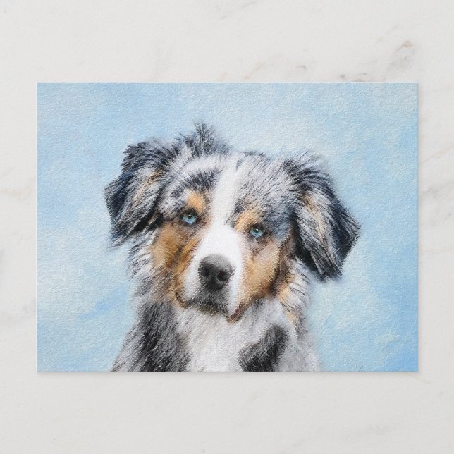 Carte Postale Peinture de berger américaine miniature - Chien Ar (Devant)