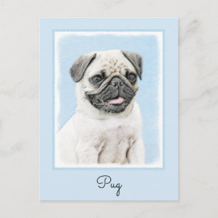 Carte Postale Peinture de carlin - Joli art original de chien