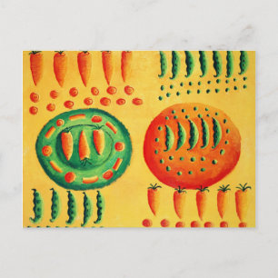 Carte Postale Peinture de carottes et de pois