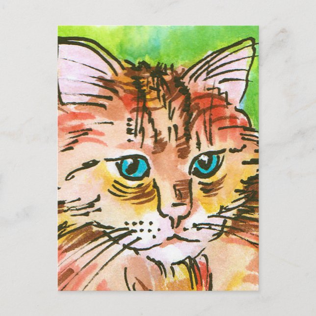 Carte Postale Peinture de chat (Devant)