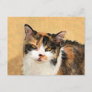 Carte Postale Peinture de chat Calico - Cute Original Cat Art