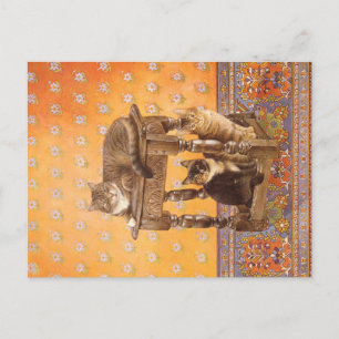 CARTE POSTALE PEINTURE DE CHAT ET DE CUISINE