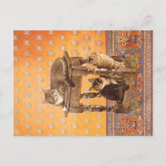CARTE POSTALE PEINTURE DE CHAT ET DE CUISINE