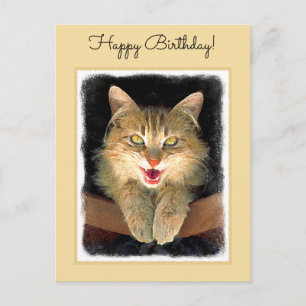 Carte Postale Peinture de chat Mad - Cute Original Cat Art