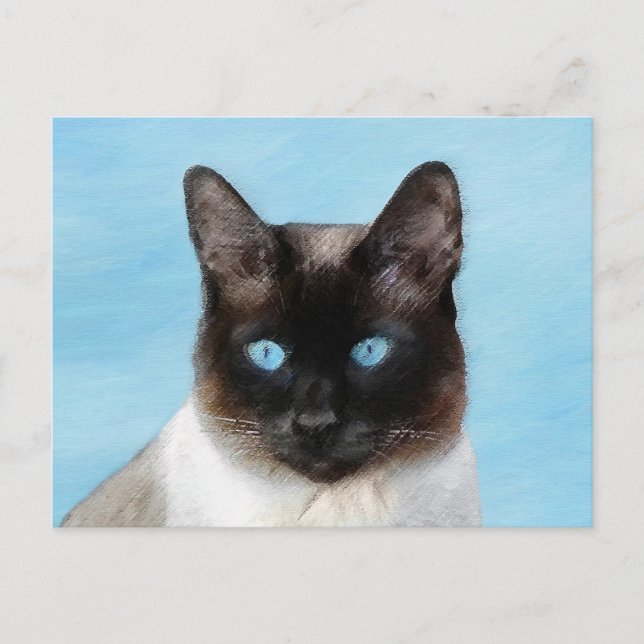 Carte Postale Peinture de chats de Siamese - Cute Original Cat A (Devant)