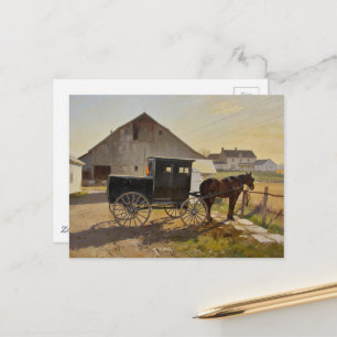 Carte Postale Peinture de cheval et buggy Amish