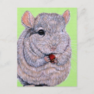 Carte Postale Peinture de chinchilla câlin qui mordille