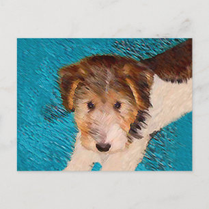 Carte Postale Peinture de chiot Terrier Fox - Art de chien origi
