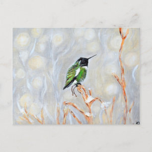 Carte Postale Peinture de colibri Jour de neige