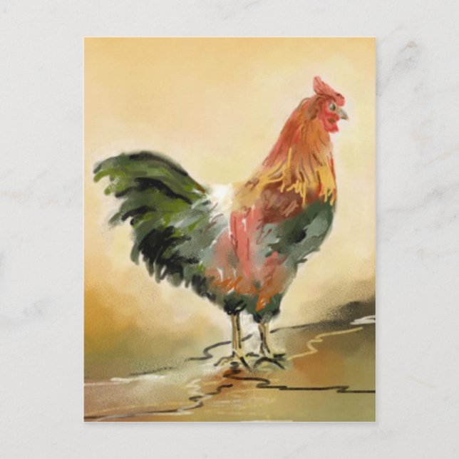 Carte Postale Peinture de coq (Devant)