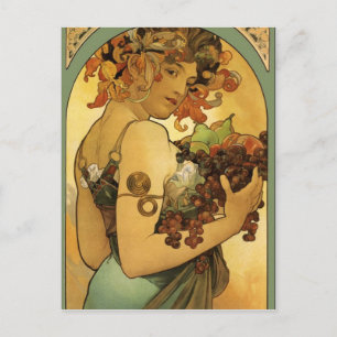 Carte Postale Peinture de fruits Alphonse Mucha