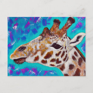 Carte Postale Peinture de girafe colorée