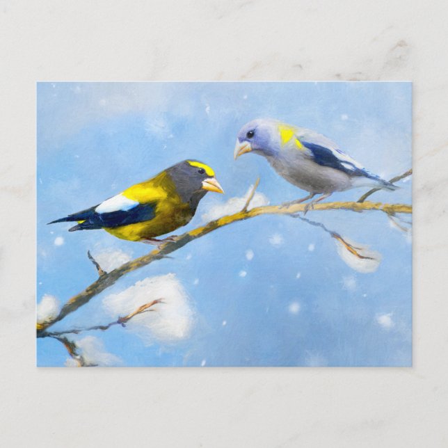 Carte Postale Peinture de Grosbec errant - Art de chien original (Devant)