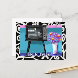 Carte postale - Peinture de la télévision rétro Wh