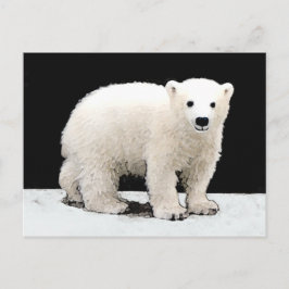 Carte Postale Peinture de l'ours polaire - Art original de la fa