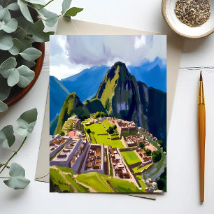 Carte Postale Peinture de Machu Picchu Pérou