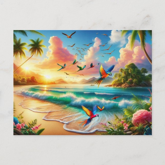 Carte Postale Peinture de paradis tropicaux dynamique (Devant)