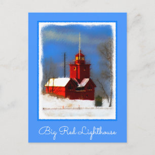 Carte Postale Peinture de phare rouge - Art original