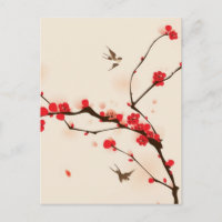 Peinture de style oriental, fleur de prune au prin