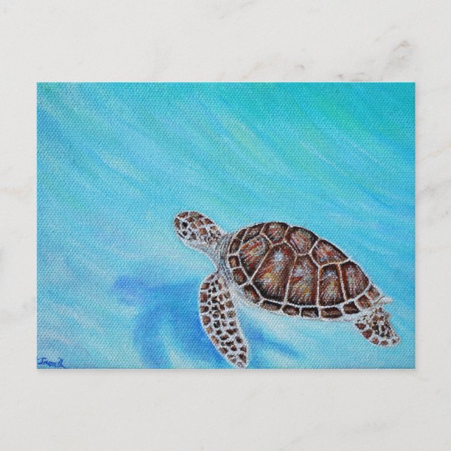 Carte Postale Peinture de tortue marine (Devant)