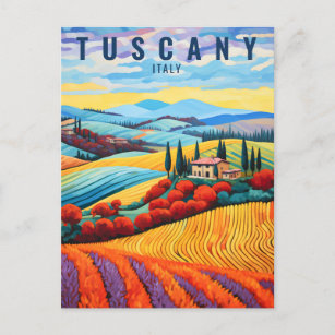 Carte Postale Peinture de Toscane au coucher du soleil   Italie 
