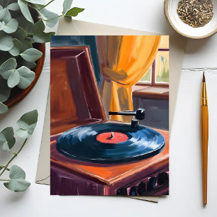 Carte Postale Peinture de tourne-disque vintage