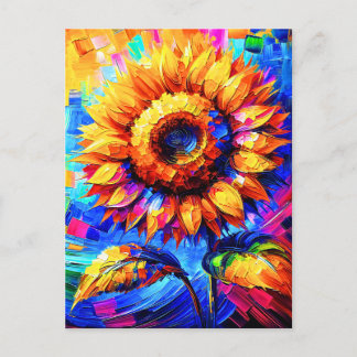 Carte Postale Peinture de tournesol Couleurs vives Puissance du