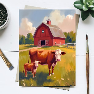 Carte Postale Peinture de vache d'animaux de la ferme de la gran