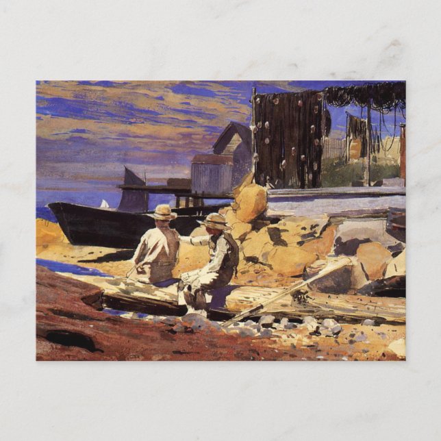 Carte Postale Peinture de Winslow Homer, En attente des bateaux (Devant)