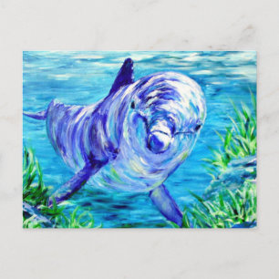 Carte Postale Peinture des dauphins d'océan Dauphin Photo sous-m