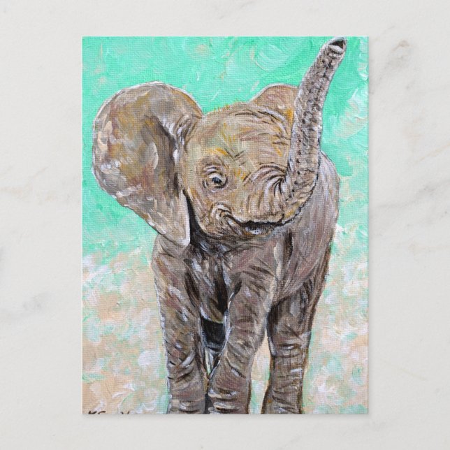 Carte Postale Peinture des éléphants de bébé (Devant)