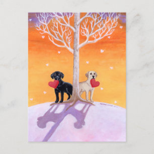 Carte Postale Peinture des labradors d'hiver