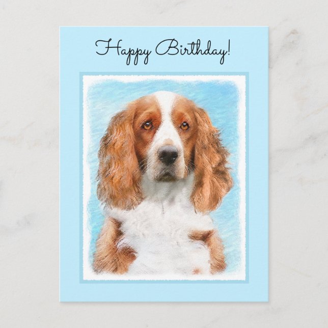 Carte Postale Peinture d'espagnol Welsh Springer - Art original  (Devant)
