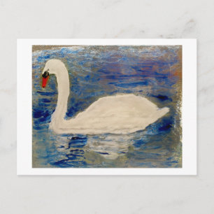Carte Postale Peinture d'oiseaux Réflexions du cygne