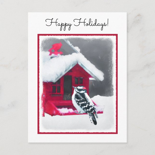 Carte Postale Peinture Downy Woodpecker - Art original pour oise (Devant)