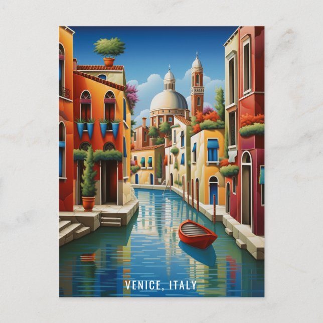 Carte Postale Peinture du canal de Venise | Italie | Art (Devant)