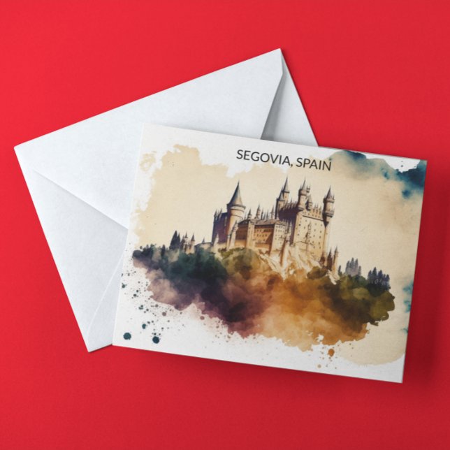 Carte Postale Peinture du château de Ségovie Espagne (Spain Segovia Castle Postcard)